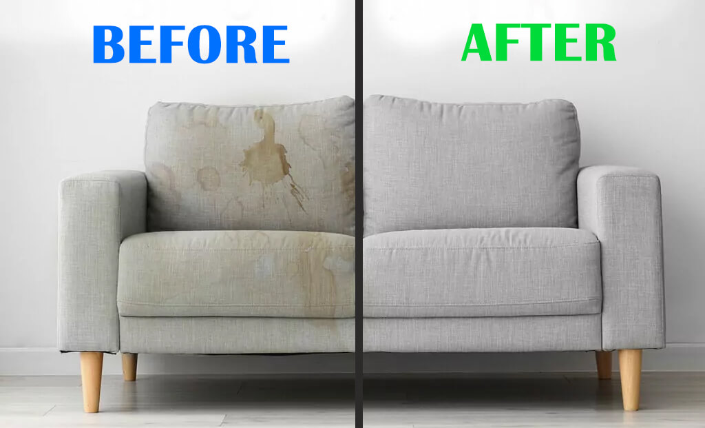 Couch cleaning before and after